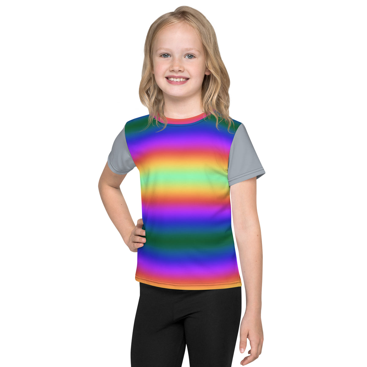 Down stripes - Inspired By Zendaya - Sustainably Made Kids crew neck t-shirt main image 1