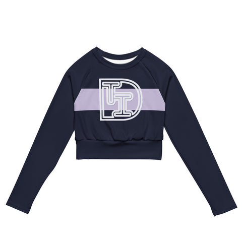 DTI Lavendar Navy Recycled long-sleeve crop top