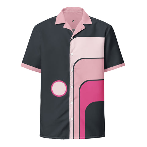 DTI Retro Island Pink and Slate Unisex button shirt