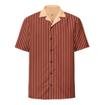 DTI Retro Island Orange Stripey Unisex button shirt