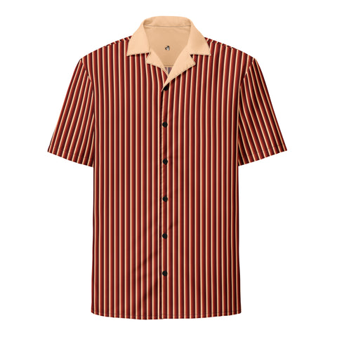 DTI Retro Island Orange Stripey Unisex button shirt