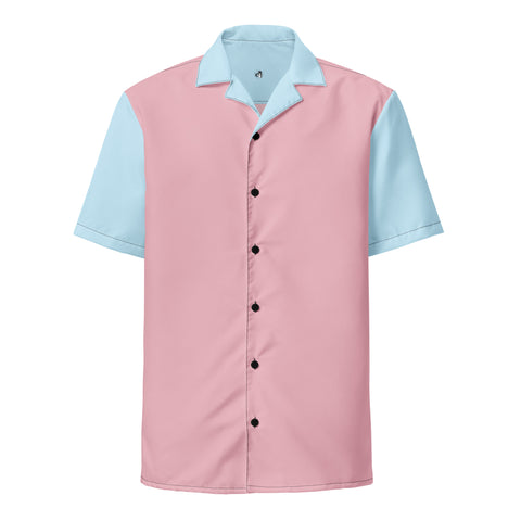 DTI Retro Island Pink Blue Unisex button shirt