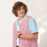 DTI Retro Island Pink Blue Unisex button shirt