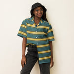 DTI Retro Island Teal Gold Stripe Unisex button shirt