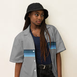 DTI Retro Island Blue Stripe Pop Unisex button shirt