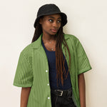 DTI Retro Island Green Stripey Pop Unisex button shirt