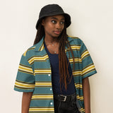 DTI Retro Island Teal Gold Stripe Unisex button shirt