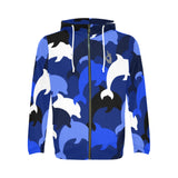 Descendants of the Island Dolphin Camo 7 Deep Blue Men's All Over Print Full Zip Hoodie