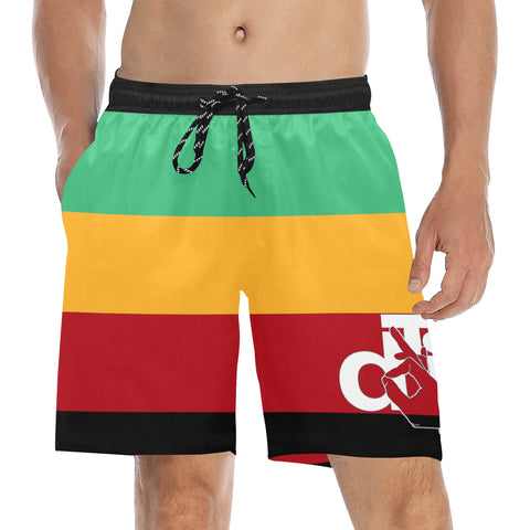 Africa Block Men's Mid-Length Beach Shorts