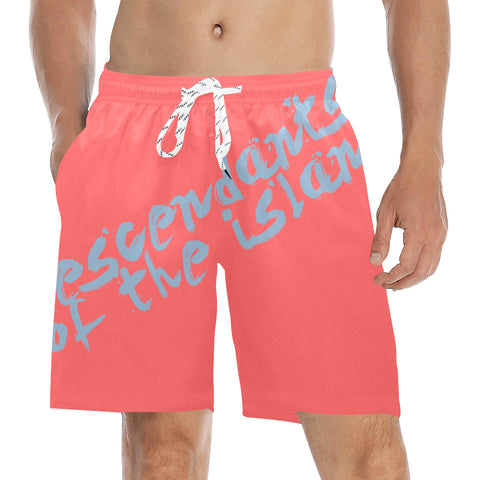 Descendants of the Island Coral 2 Men's Mid-Length Beach Shorts (ModelL51)