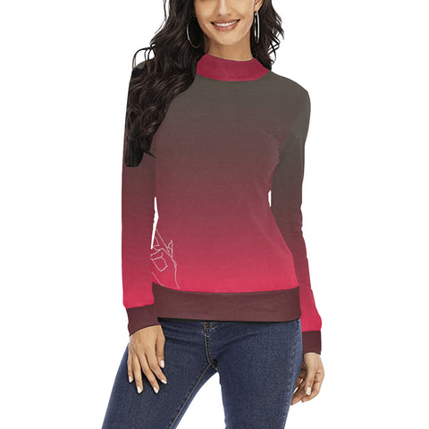 dti vermillion rose tight long sleeve Women's Mock Neck Sweater