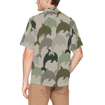 Descendants of the Island Dolphin Camo 6 Hawaiian Men's Shirt With Chest Pocket