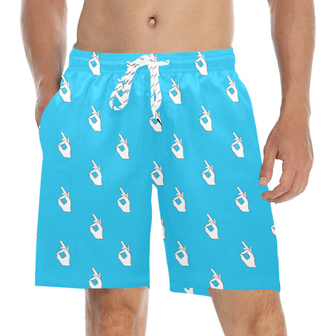 Descendants of the Island Blue Sky Hand Men's Mid-Length Beach Shorts