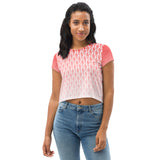 Descendants of the Island Coral and White D Crop Tee