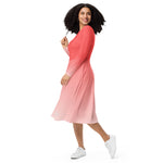 Descendants of the Island Coral long sleeve midi dress