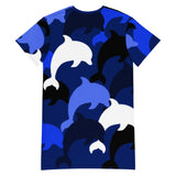 Descendants of the Island Dolphin Camo Deep Blue T-shirt dress