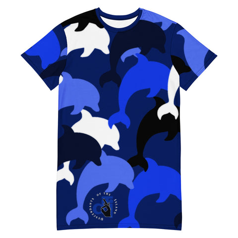 Descendants of the Island Dolphin Camo Deep Blue T-shirt dress