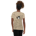 Descendants of the Island JI Map and Crab Women's Athletic T-shirt