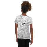 Descendants of the Island JI Map B+W Women's Athletic T-shirt