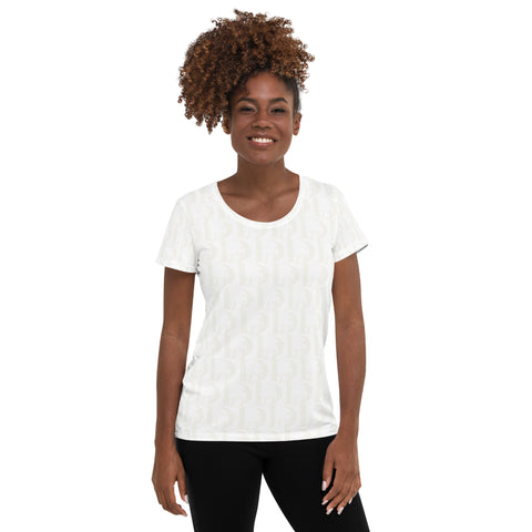 Descendants of the Island WOW - white on white Women's Athletic T-shirt