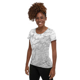 Descendants of the Island JI Map B+W Women's Athletic T-shirt