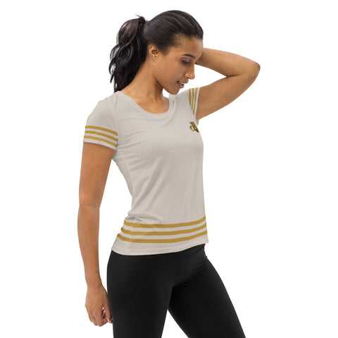 Descendants of the Island Gold Stripe Women's Athletic T-shirt