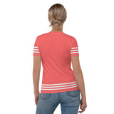 Descendants of the Island Coral White Stripes Women's T-shirt