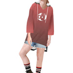 Descendants of the Island Dolphin Cinnamon Women's V-neck Step Hem Tunic Hoodie (Model H25)