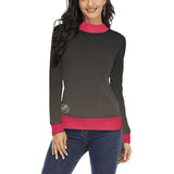 Descendants of the Island Vermillion Women's All Over Print Mock Neck Sweater(ModelH43)