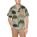 Descendants of the Island Dolphin Camo 6 Hawaiian Men's Shirt With Chest Pocket