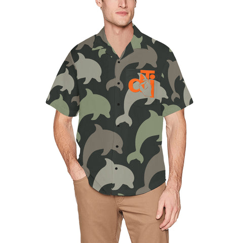 Descendants of the Island Dolphin Camo 5 Hawaiian Men's All Over Print Hawaiian Shirt With Chest Pocket(ModelT58)