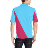 DTI Soccer Blue and Pink Stripe Polo Men's Shirt