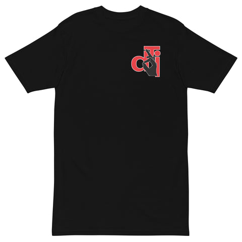 DTI Red Whte & Black Logo premium heavyweight tee