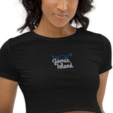 Descendants of the Island Blue Crab Embroidered Organic Crop Top