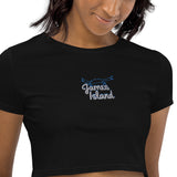 Descendants of the Island Blue Crab Embroidered Organic Crop Top