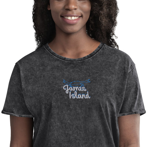 Descendants of the Island JI Blue Crab Embroidery Denim T-Shirt