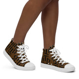 dti brown pattern Women’s high top canvas shoes